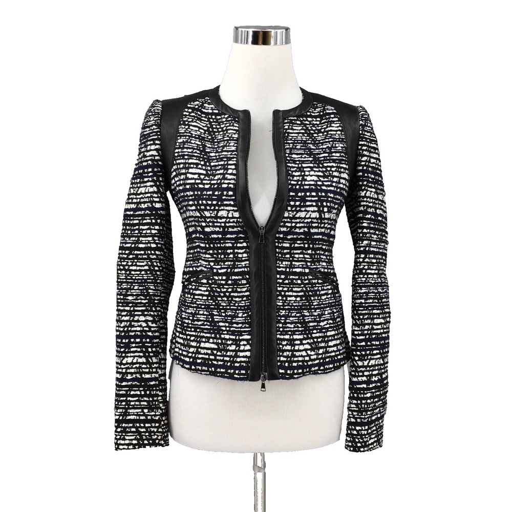 AQUILANO RIMONDI Women's Wool Blend Full Zip‎ Jacket Size 38 Black/White